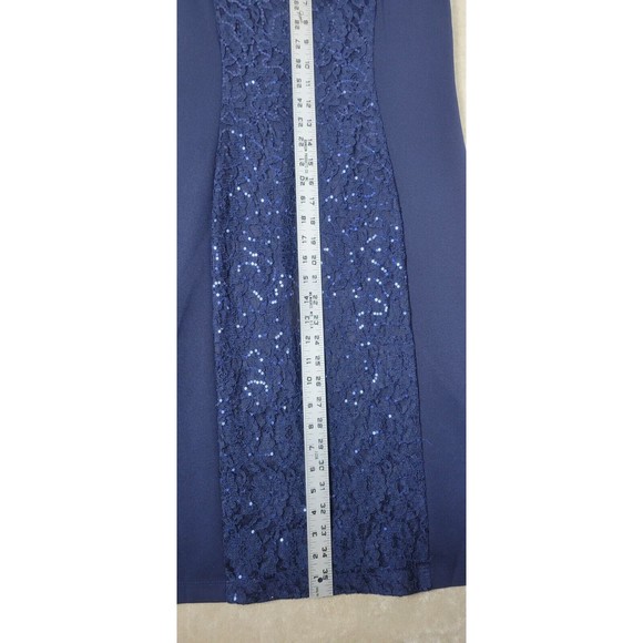 SL Fashions Women's Short Sleeve Dress Lace Embossed Sequin Blue Size 10 - Picture 9 of 16